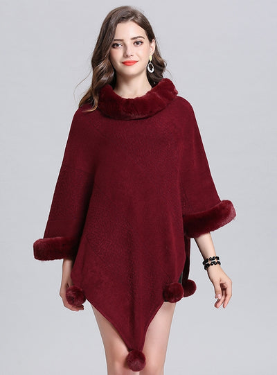 Wool Jacquard Pullover Cloak Shawl