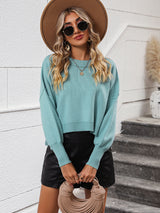 Round Neck Solid Color Loose Pullover Sweater