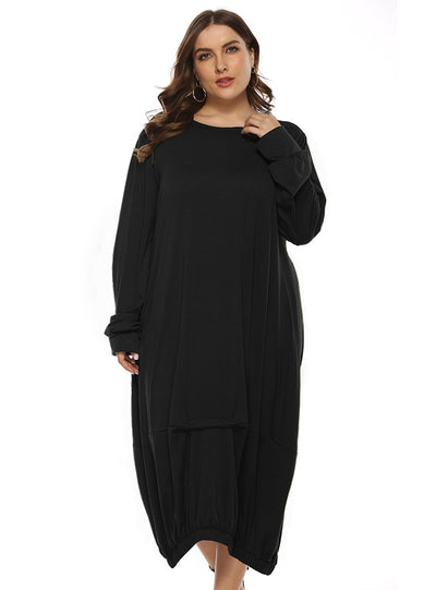 Round Neck Fashion Lantern Long Sleeve Dress