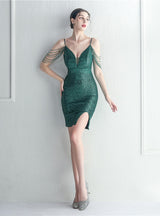 Spaghetti Straps Beading Short Prom Dress