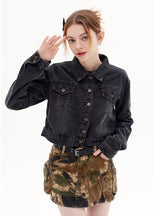 Lapel Vintage Denim Jacket Coat