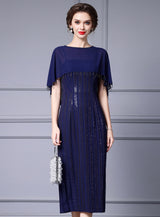 Dark Blue Sequins Mother Of The Bride Dress