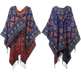 Jacquard Ladies Fringed Hooded Cloak Shawl