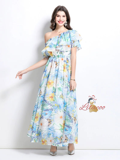 Women Summer Printed Chiffon Dress