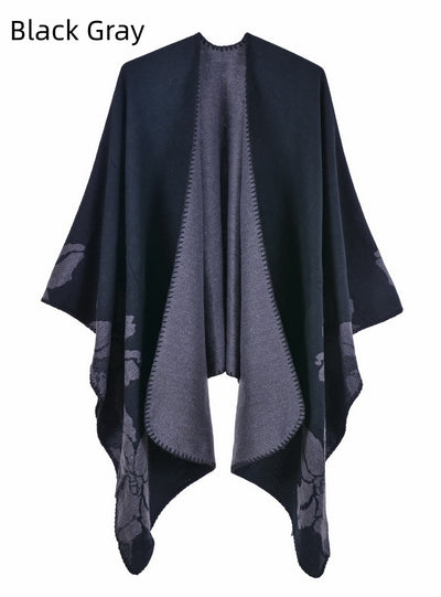 Retro Big Flower Double-sided Cashmere Cloak