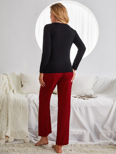 Christmas Plaid Love Long Sleeve Suit