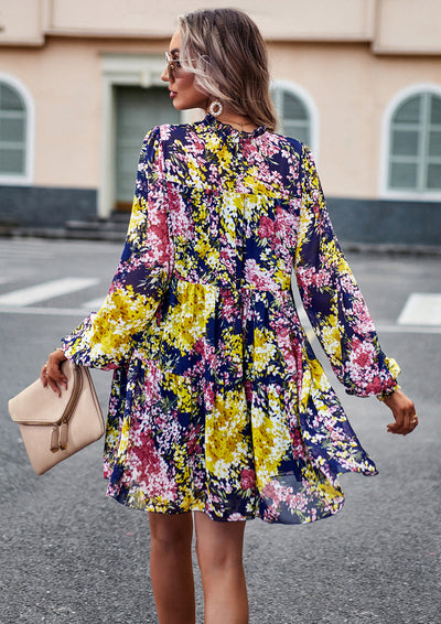 Women Printed Long-sleeved Dress