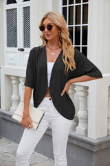 Solid Color Medium Sleeve Knitted Jacket