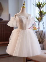 White Tulle Lace Spaghetti Straps Wedding Dress