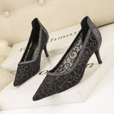 Shallow-mouthed Pointed Mesh Lace Shoes
