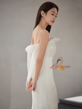 White Mermaid Spaghetti Straps Wedding Dress