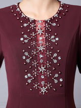 Burgundy Beading Crystal Mother Of The Bride Dress
