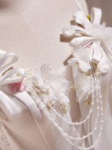 White Satin Straps Beading Flower Wedding Dress