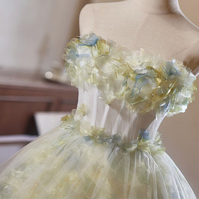 White Tulle 3D Flower Homecoming Dress