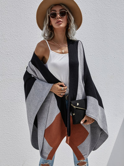 Plaid Loose Knit Cardigan Coat Sweater