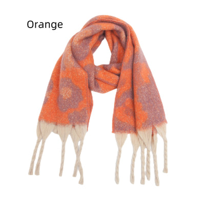 Coarse Tassel Jacquard Leopard Scarf