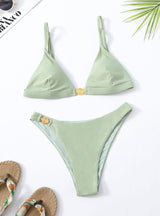 Ladies Solid Color Swimsuit Two-piece Suit