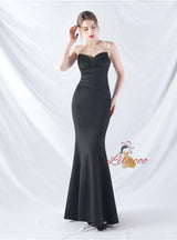 Mermaid Strapless Pleats Prom Dress