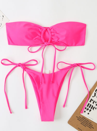 Women Lace Up Swimsuit Bikini