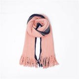 Warm Neck Wide Stripe Warp Knitted Scarf