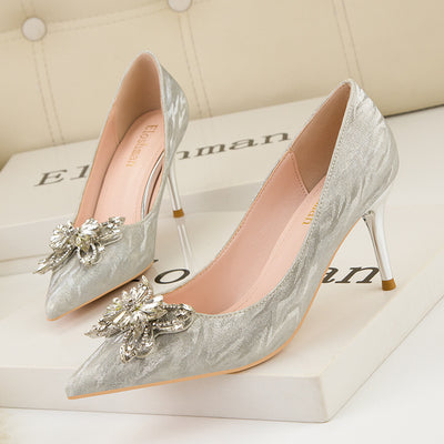 Shallow-mouthed Diamond Buckle Stilettos Shoes