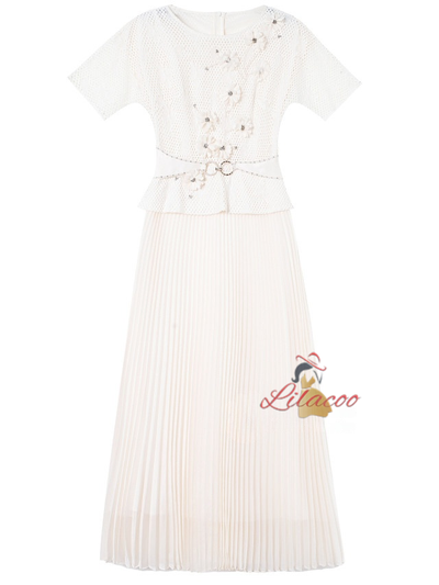 Pink Short Sleeve 3D Flower Mother Of The Bride Dress