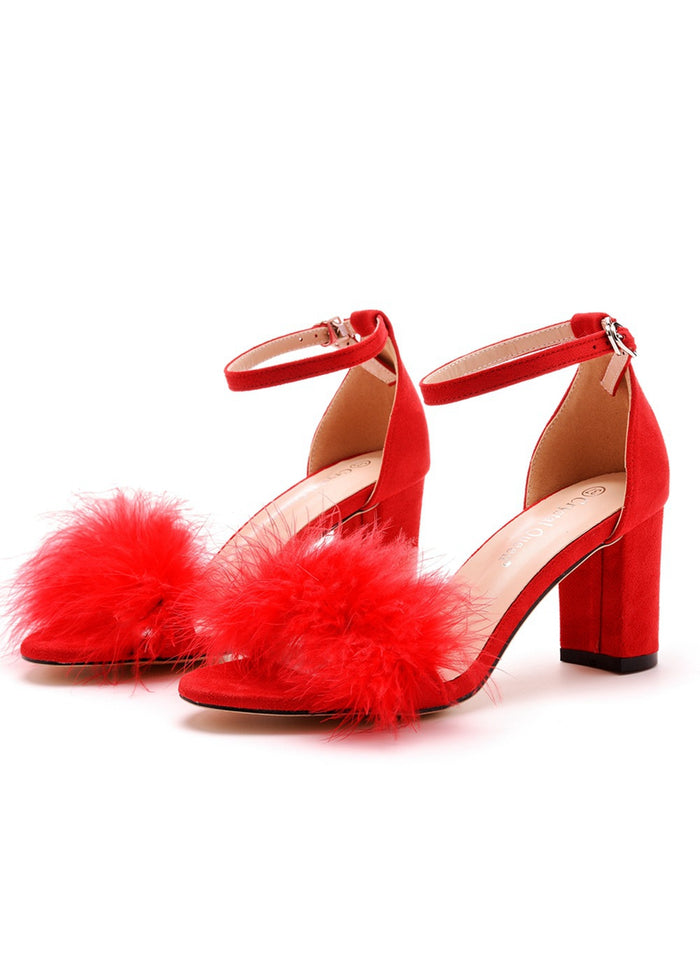 7 cm Thick Round-headed Feather Sandals