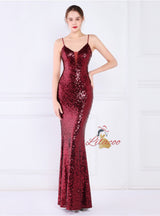 Mermaid Sequins Spaghetti Straps Prom Dress