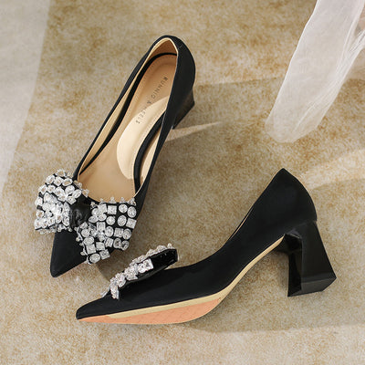 Pointed Platform Heels Crystal Shoes
