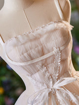 Ivory Tulle Spaghetti Straps Homecoming Dress