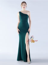 One Shoulder Split Parom Dress