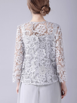 Gray Chiffon Lace Mother Of The Bride Dress