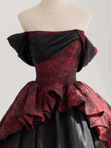 Print Off the Shoulder Tulle Prom Dress