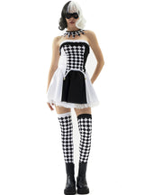 Couyras Black and White Plaid Witch Clown