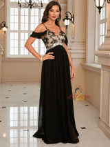 Summer V-neck Contrast Chiffon Sling Dress