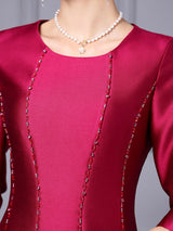 Fuchsia Satin Beading Mother Of The Bride Dress