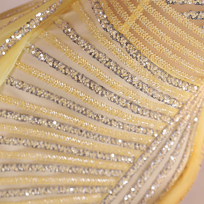 Yellow Tulle One Shoulder Beading Sequins Prom Dress