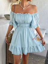 Solid Color Short-sleeved Dress