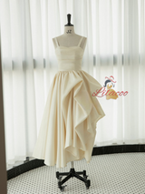 Champagne Satin Straps Wedding Dress