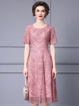 Sequins Short Sleeve Mother Of The Bride Dress