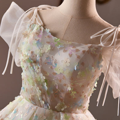White Tulle Sequins Short Sleeve Homecoming Dress