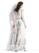 Lapel Sleeveless Printed Dress