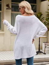 Solid Color Buttoned Loose Pullover Sweater