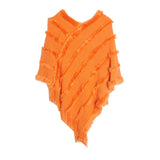 V-neck Solid Color Knitted Plush Shawl