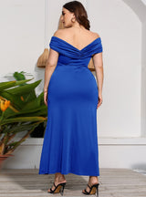 Plus Size Off-the-shoulder Split Long Dress