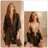 Sexy Satin Lace Pajamas Set