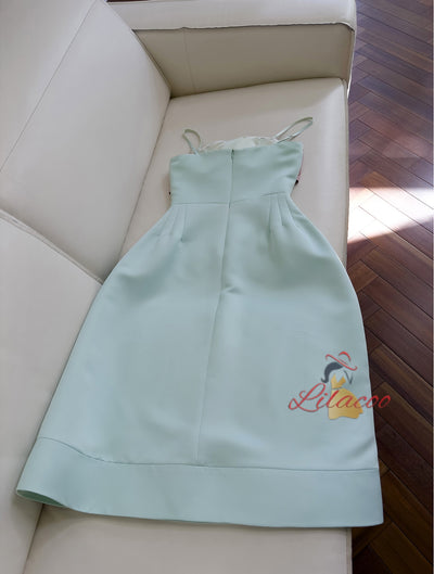 Green Spaghetti Straps Prom Dress