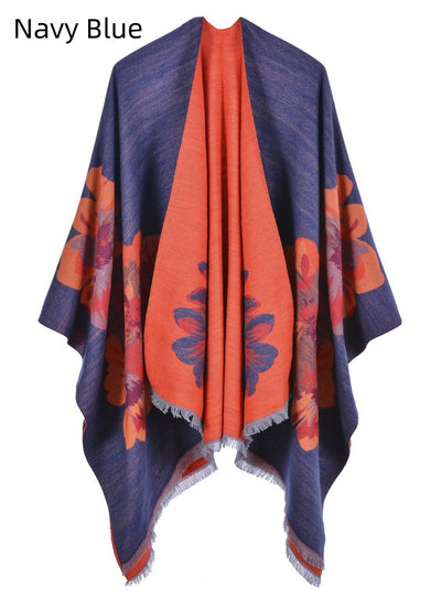 Jacquard Split Padded Warm Split Shawl