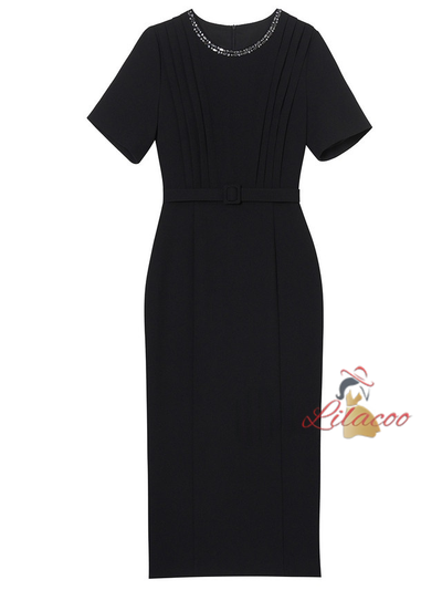Short Sleeve Pleats Mother Of The Bride Dress