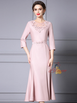 Pink 3D Flower Mother of the Bride Dress